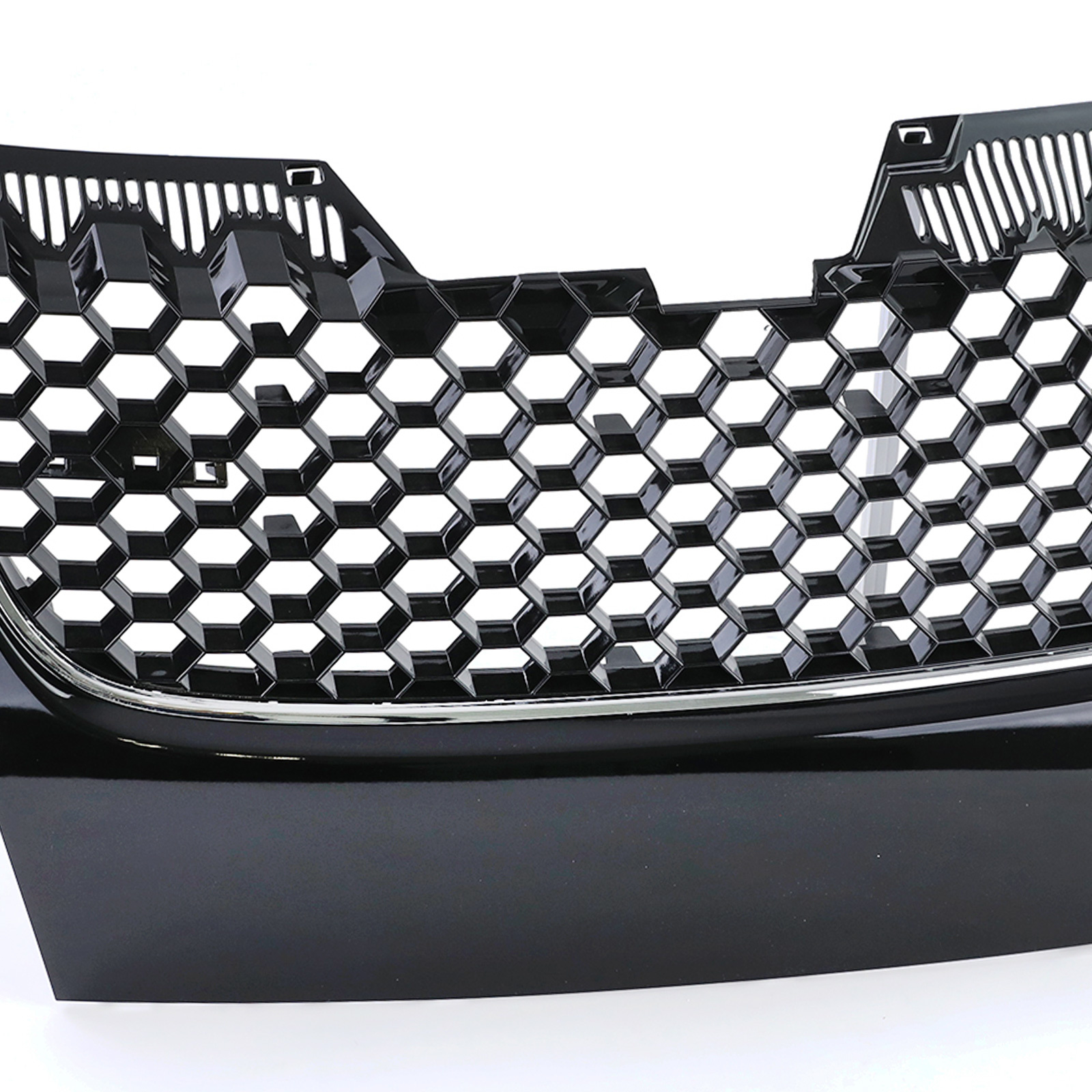 Honingraat grill geschikt voor VW Golf 5 GTI 03-09 - Zwart glans - Chromen strip
