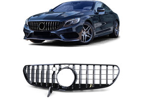 Autogrille - Mercedes S Coupe 217 Cabrio A217 14-17 - Sportieve uitvoering - Chroom/Zwart