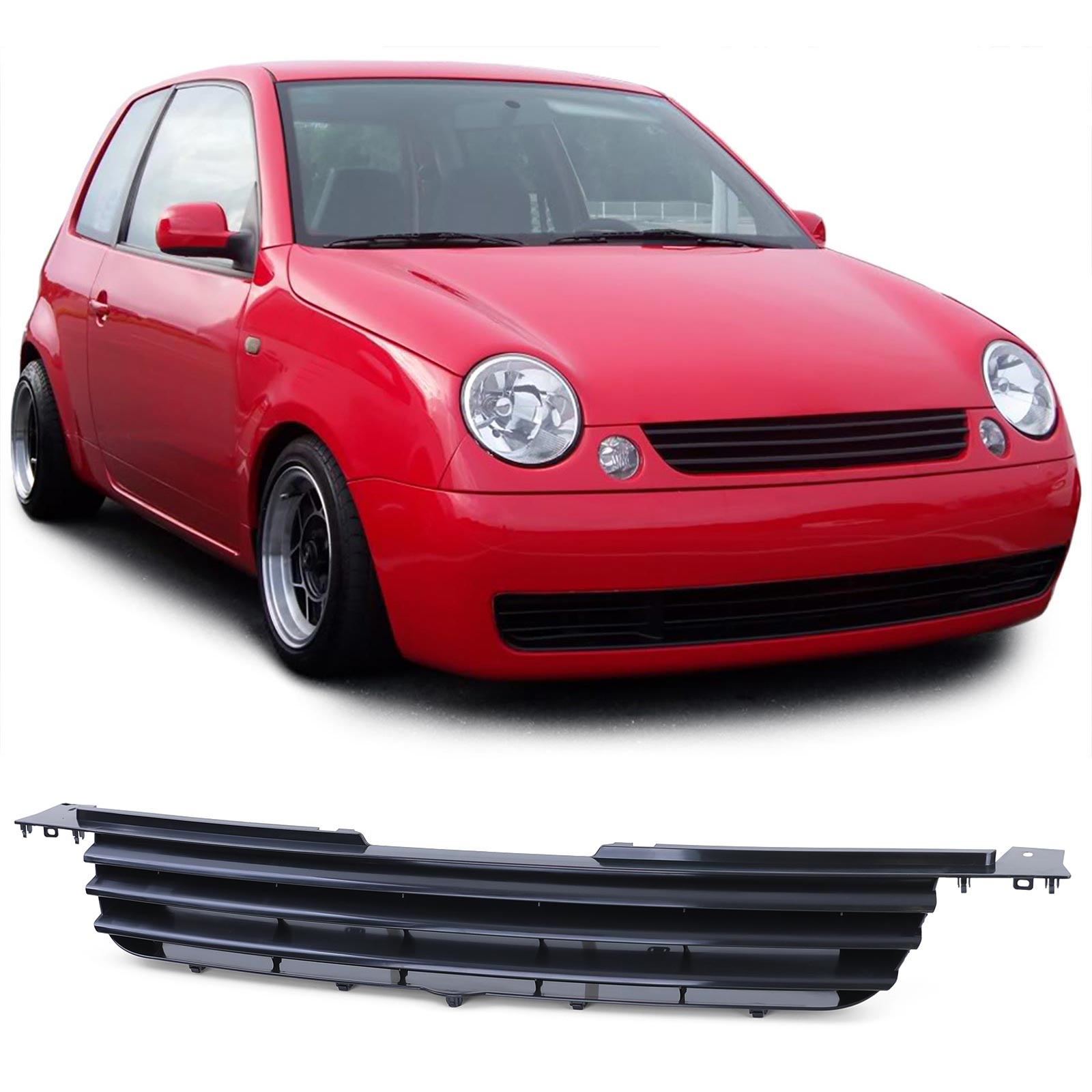 Autogrille - VW Lupo 98-05 - Zwarte Badgeloze Sport Optiek - Perfecte Pasvorm