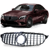 Autogrille geschikt voor Mercedes C-klasse W205 S205 18-21 - Sport optiek - Zwart glans/chroom