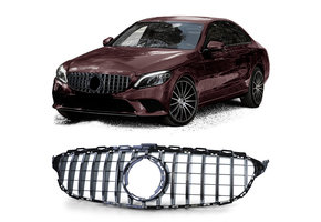 Autogrille geschikt voor Mercedes C-klasse W205 S205 18-21 - Sport optiek - Zwart glans/chroom