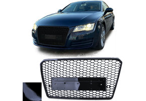 Honingraat grill geschikt voor Audi A7 C7 4G 10-14 - Zwart Glans - Inclusief PDC sensoren