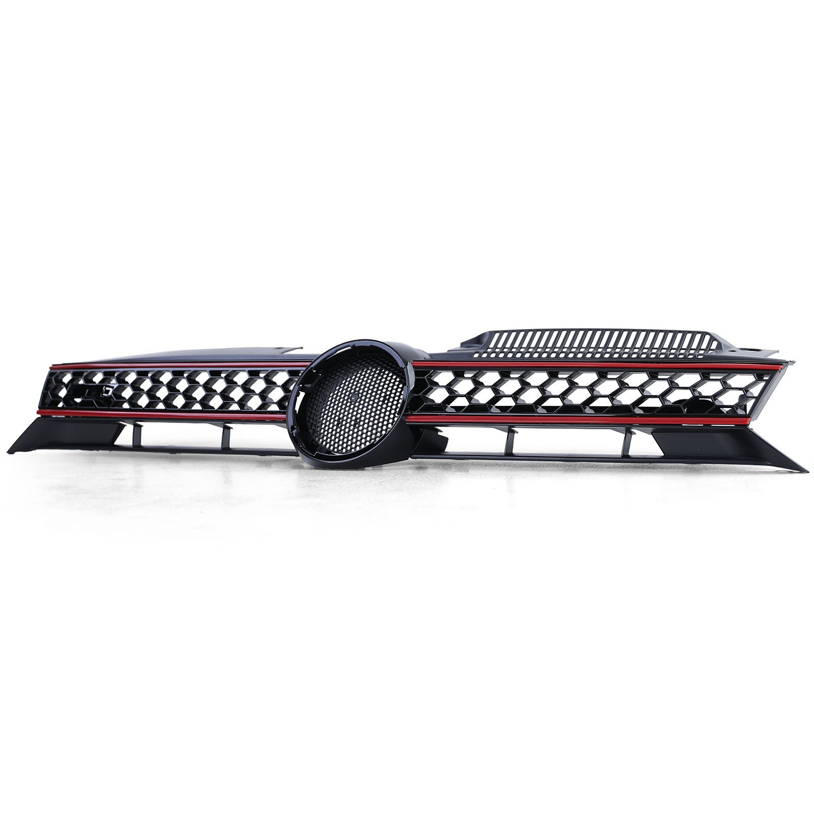 Autogrille - VW Golf 6 GTI - Honingraat rooster - Zwart glanzend met rode bies