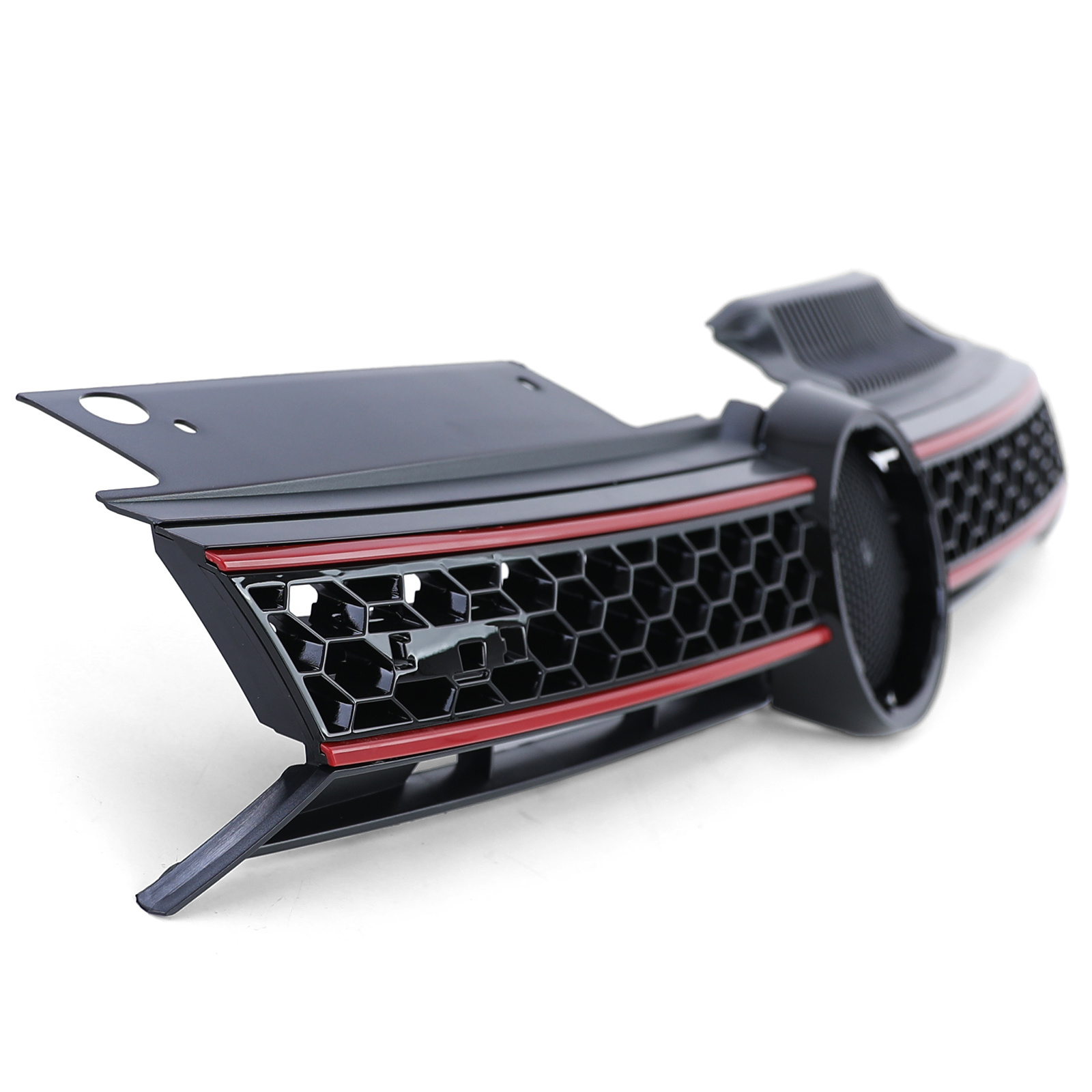 Autogrille - VW Golf 6 GTI - Honingraat rooster - Zwart glanzend met rode bies