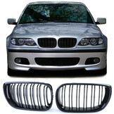 Radiateurgrille - BMW 3 Serie E46 01-05 - Dubbele stang - Zwarte glans.