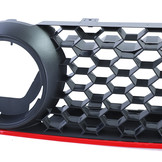 Honingraat grill geschikt voor VW Polo 9N3 05-09 - Rode rand - Sportief design