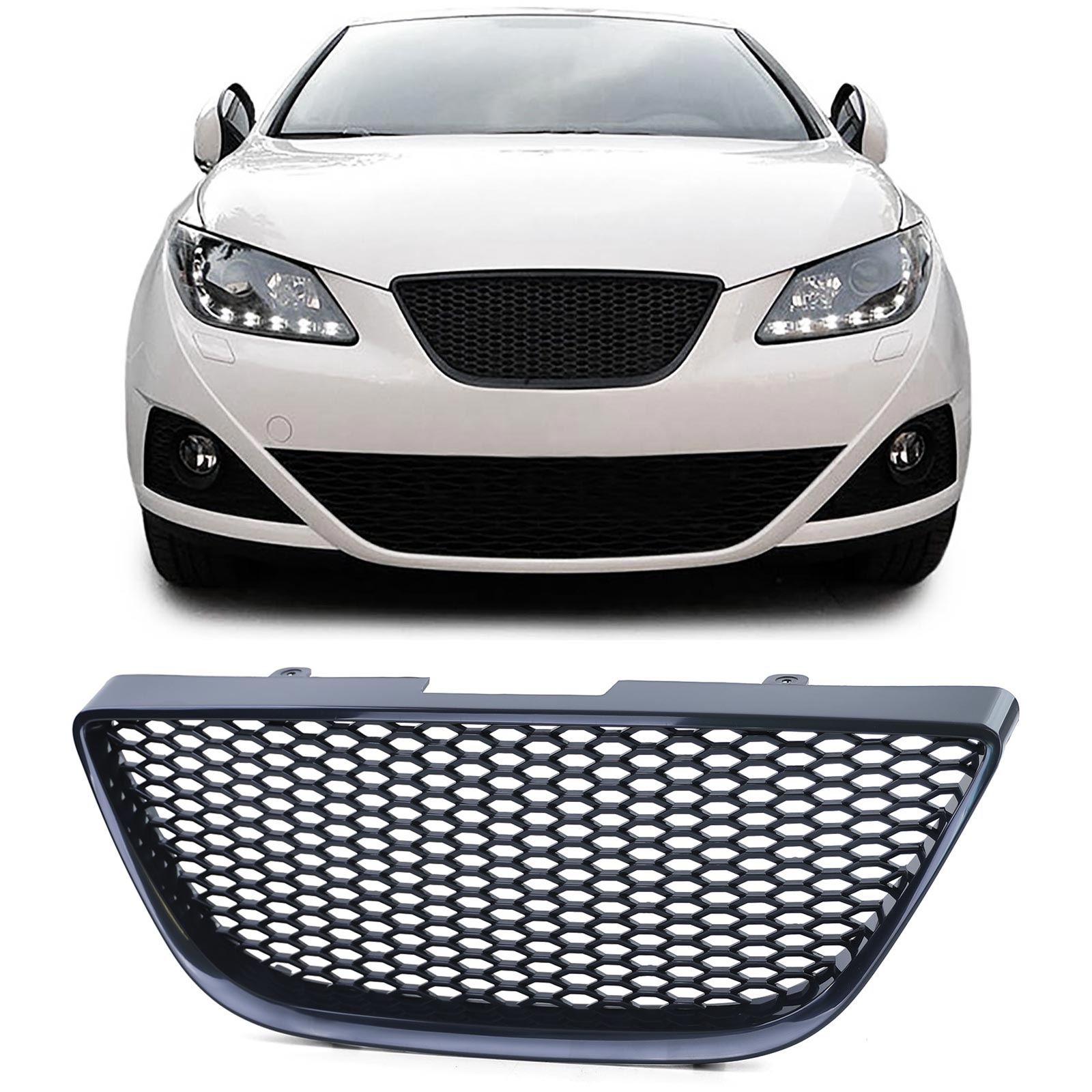 Honingraat grill - Seat Ibiza 6J 08-12 - zwart - sportief, kwalitatief