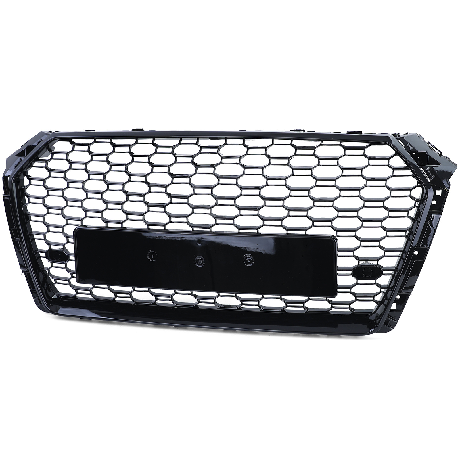 Honingraat grill - Audi A4 B9 8W 15-19 - Zwart glans - Badgeloos & inclusief PDC sensoren.