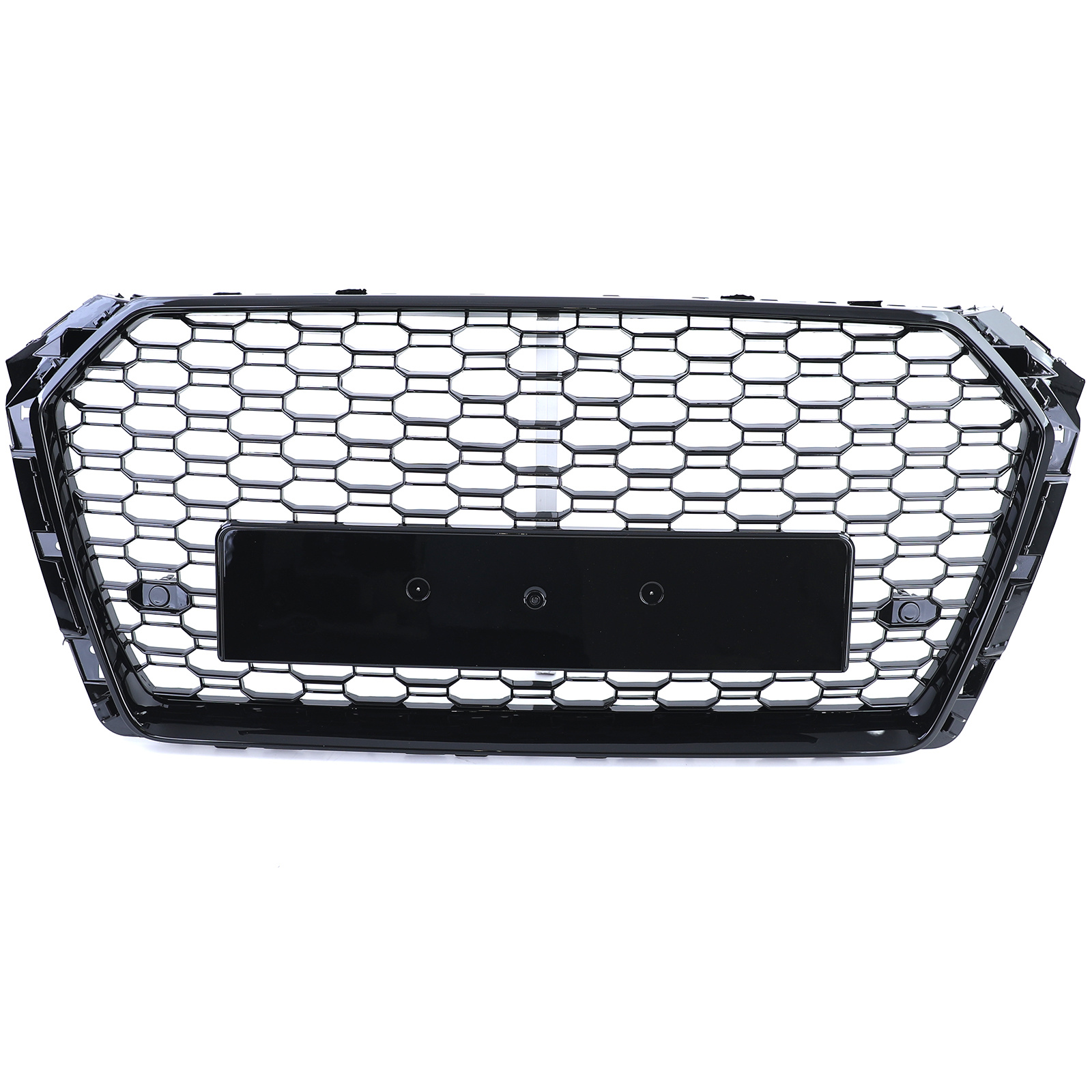 Honingraat grill - Audi A4 B9 8W 15-19 - Zwart glans - Badgeloos & inclusief PDC sensoren.