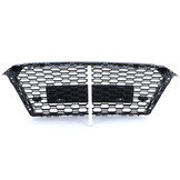 Honingraat grill - Audi A4 B9 8W 15-19 - Zwart glans - Badgeloos & inclusief PDC sensoren.