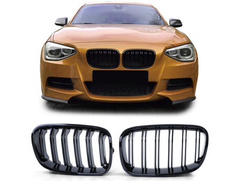 Radiateurgrille - BMW 1 Serie F20 F21 10-14 - Dubbele stang - Zwart glans