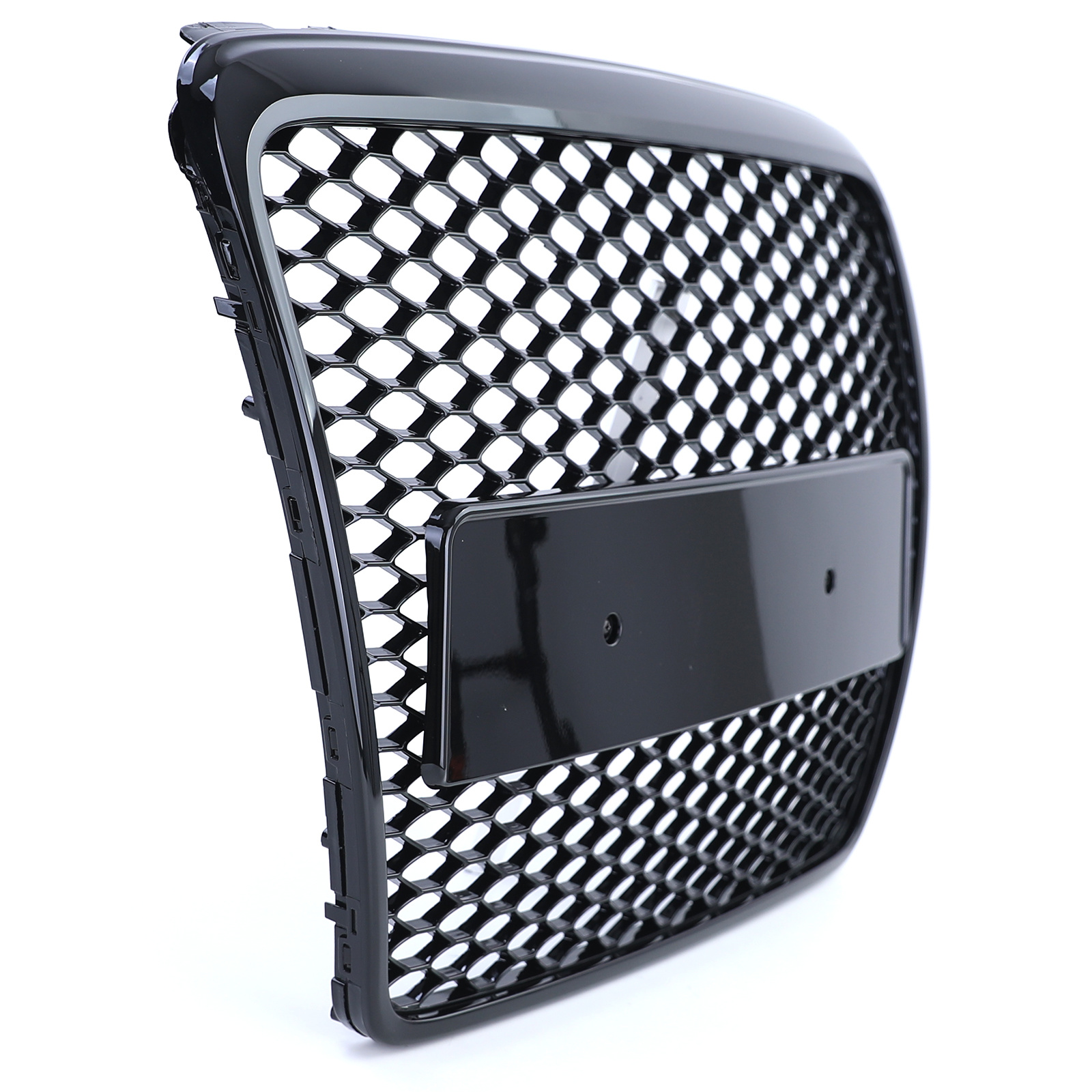 Honingraat grill - geschikt voor Audi A6 C6 4F 08-11 - Badgeloos - ZWART GLANS