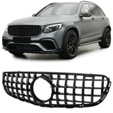 Sportradiateurrooster geschikt voor Mercedes GLC X253 SUV - Glanzend zwart - Incl. houder voor frontcamera