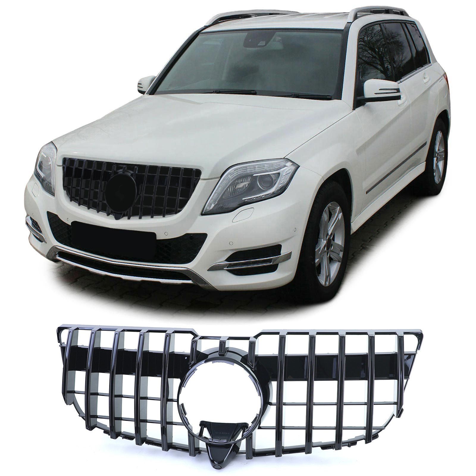 Autogrille - Mercedes GLK X204 Facelift 12-15 - Sportieve look - Zwart glans