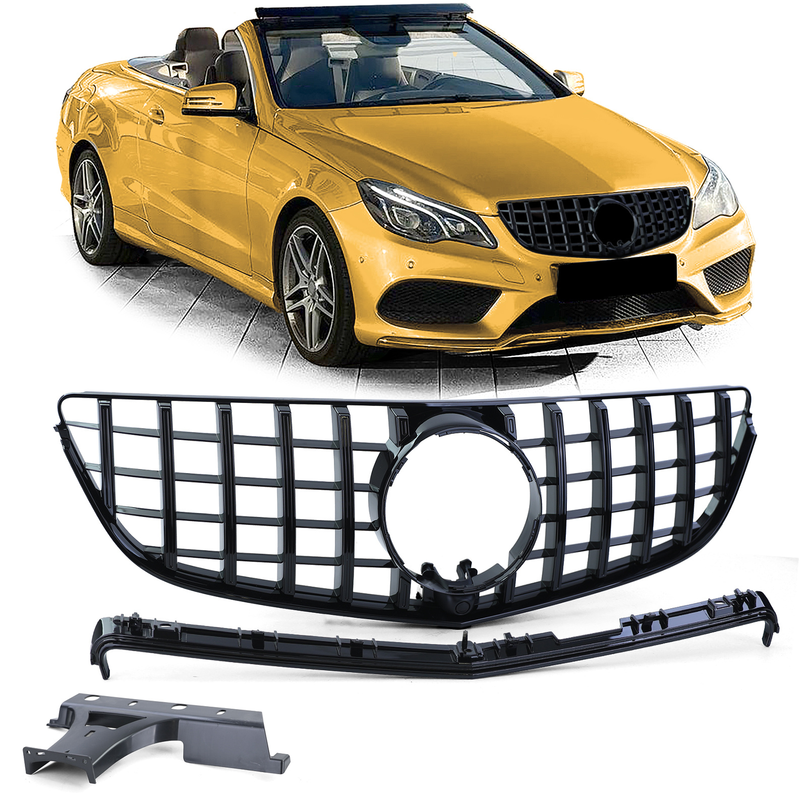 Autogrille - Mercedes E Cabrio A207 Coupe C207 13-17 - sport optiek - zwarte glans
