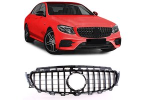 Autogrille geschikt voor Mercedes E-klasse W213 S213 16-20 - Sportief - Glanzend zwart