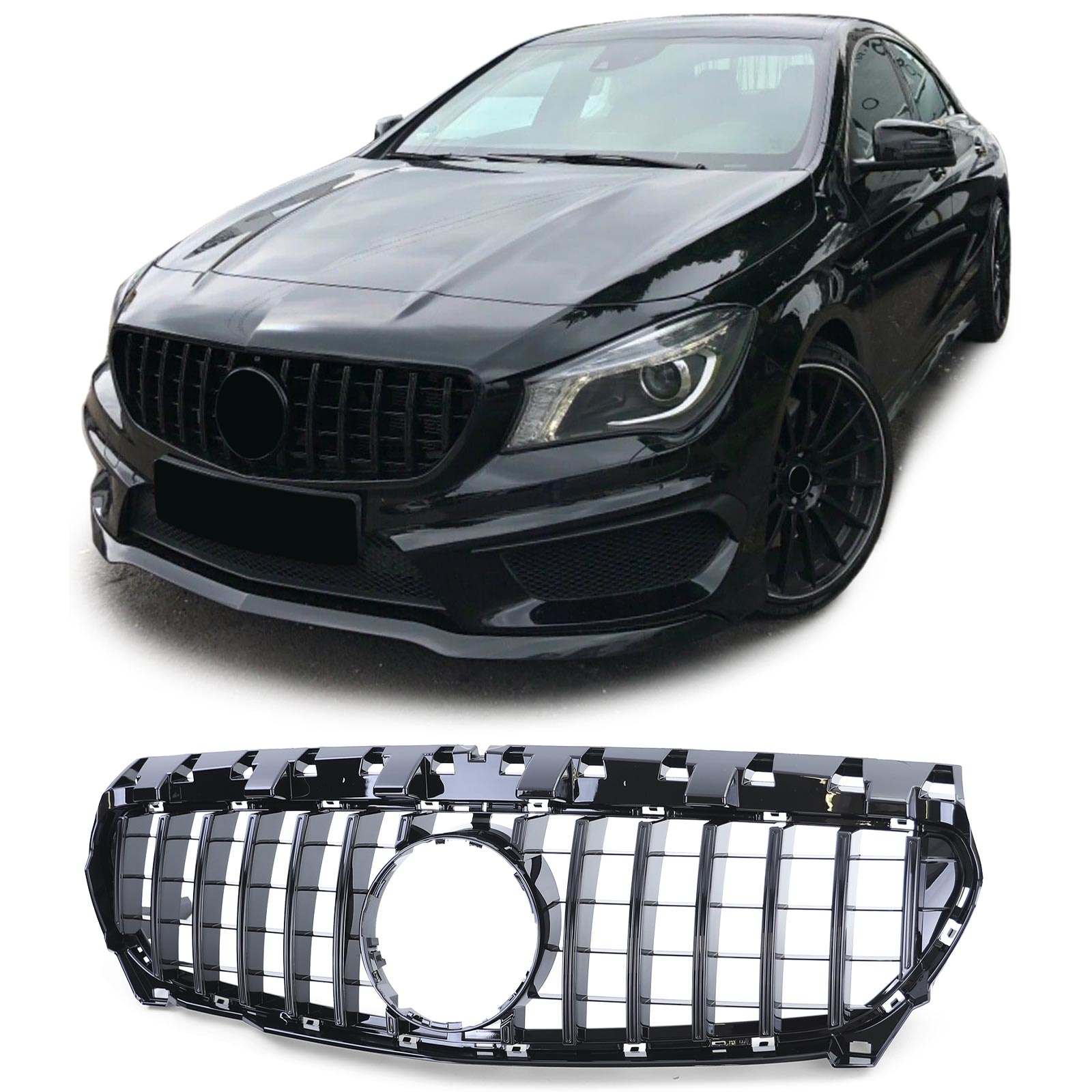 Autogrille - Mercedes CLA C117 Pre Facelift - Sport optiek - Glanzend zwart