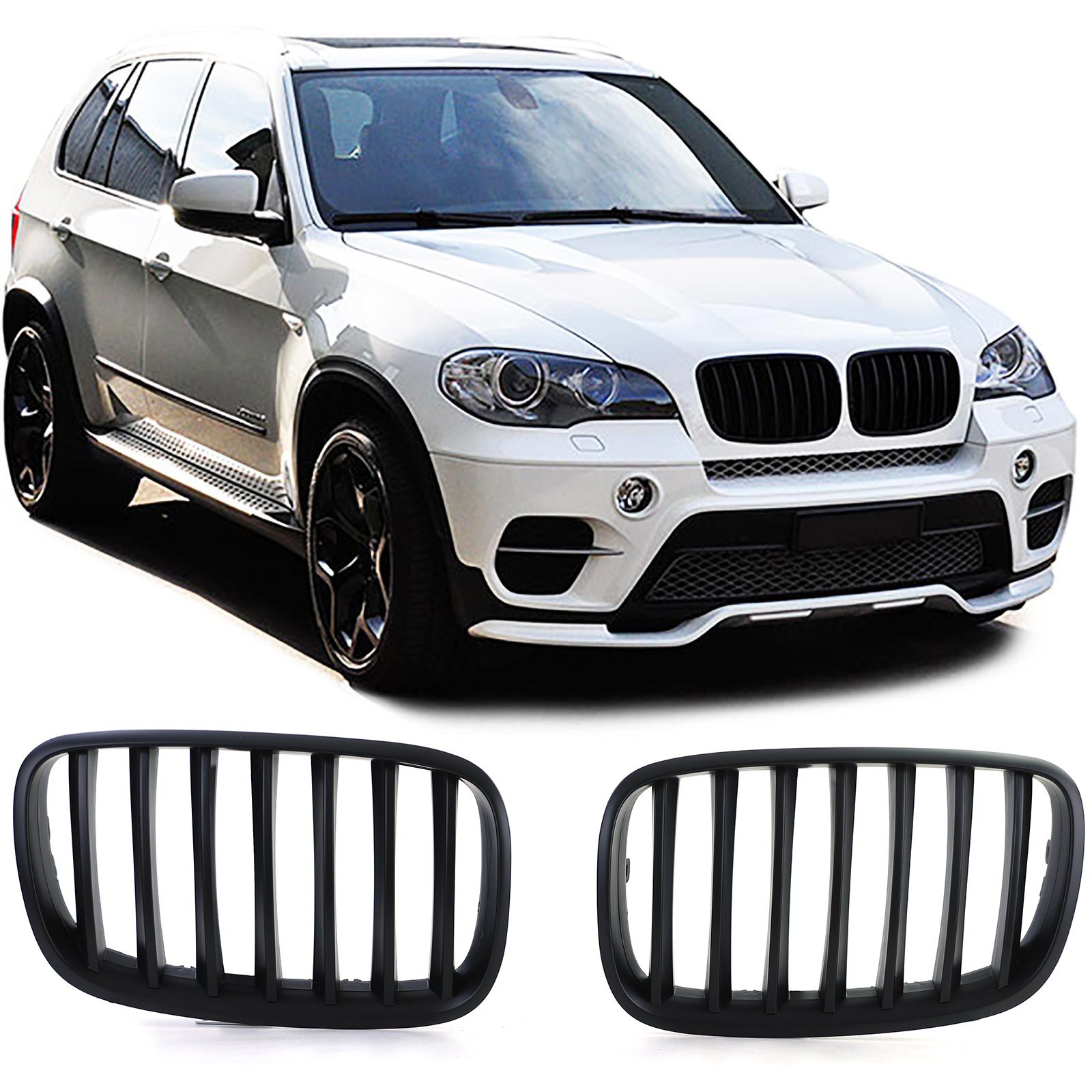 Autogrille - BMW X5 E70 X6 E71 06-13 - Sportieve look - Mat zwart