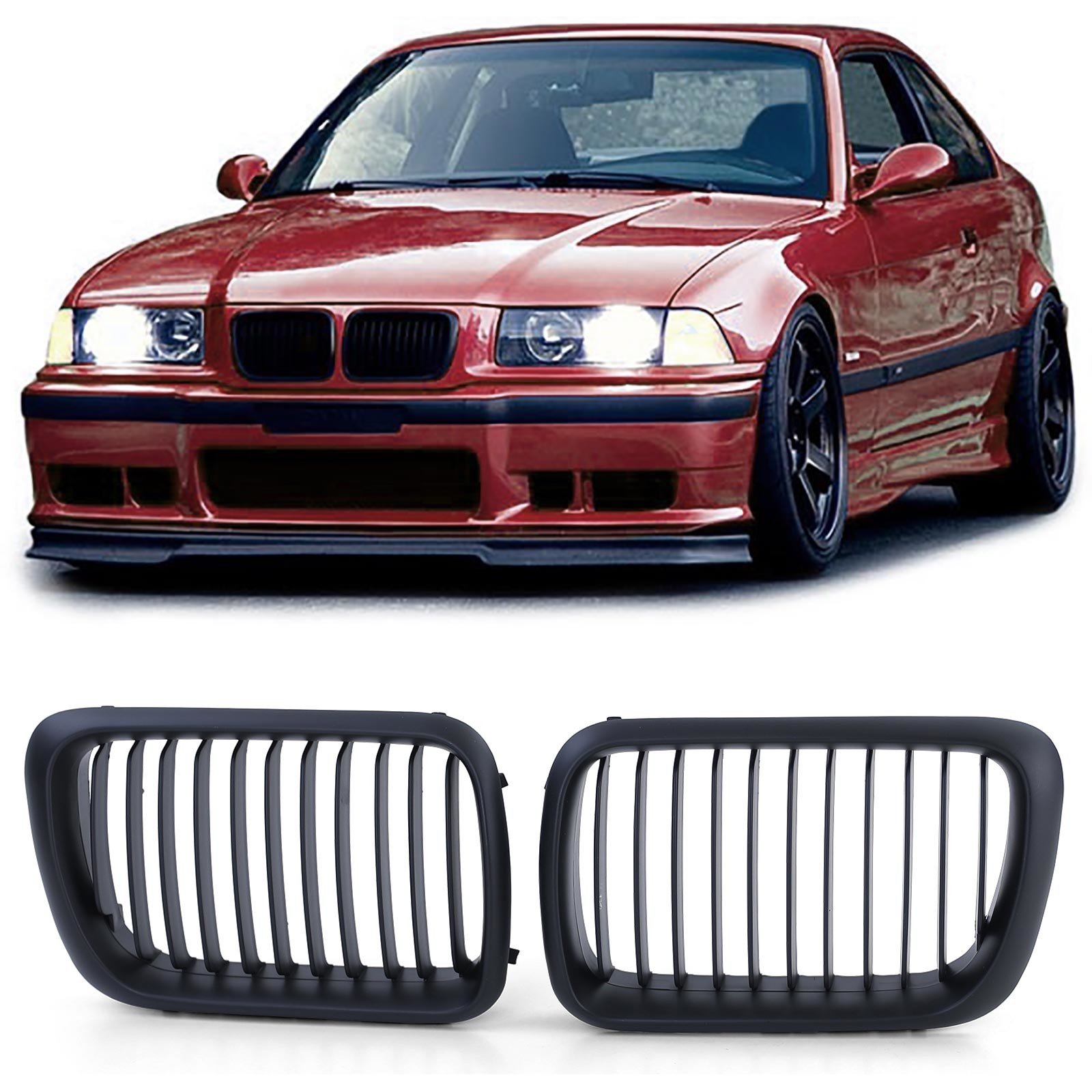 Autogrille - BMW 3 Serie E36 Coupe Cabrio - Sport rooster - Performance ZWART MAT