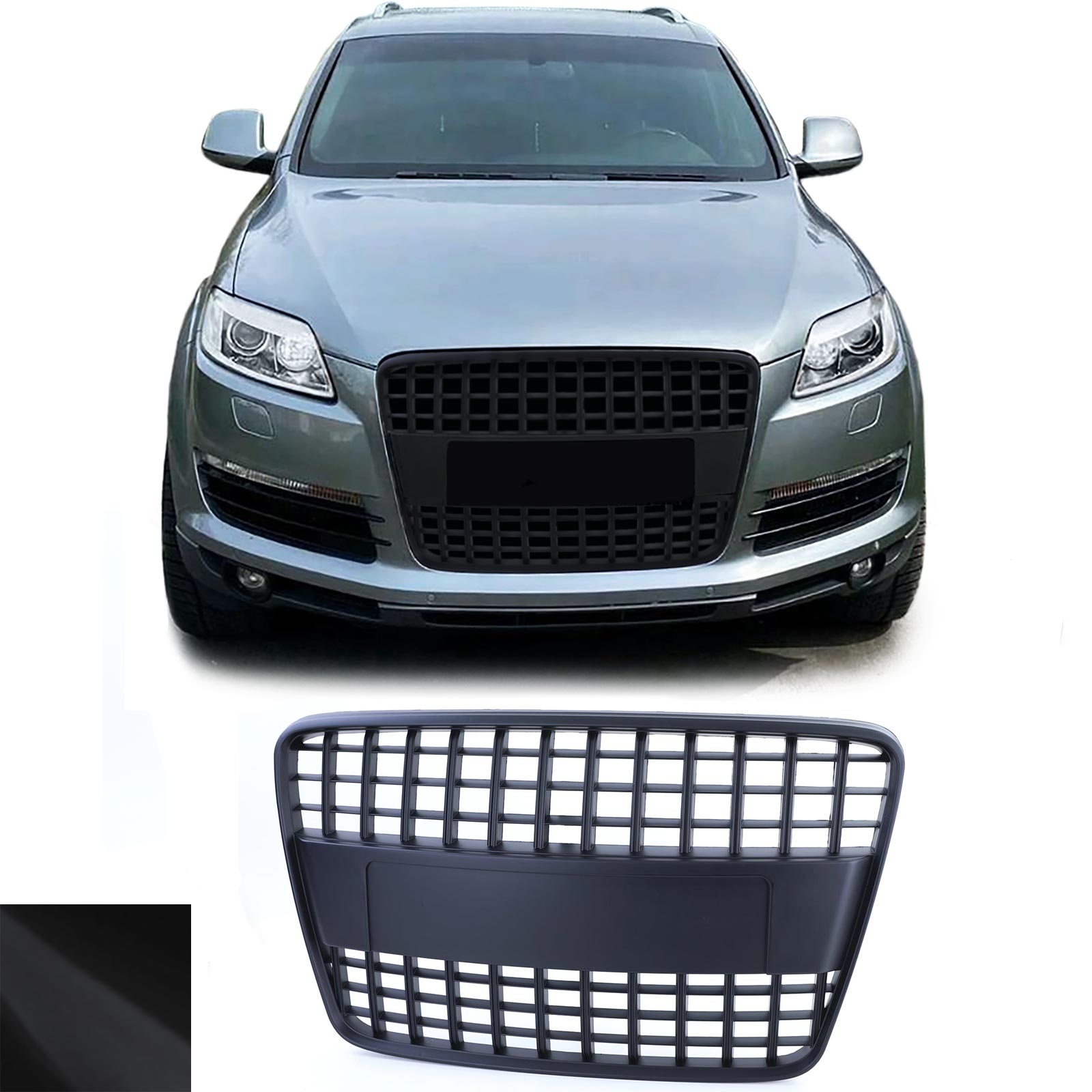 Honingraat grill - Audi Q7 4L 05-09 - Zwart mat - Badgeloos & sportief