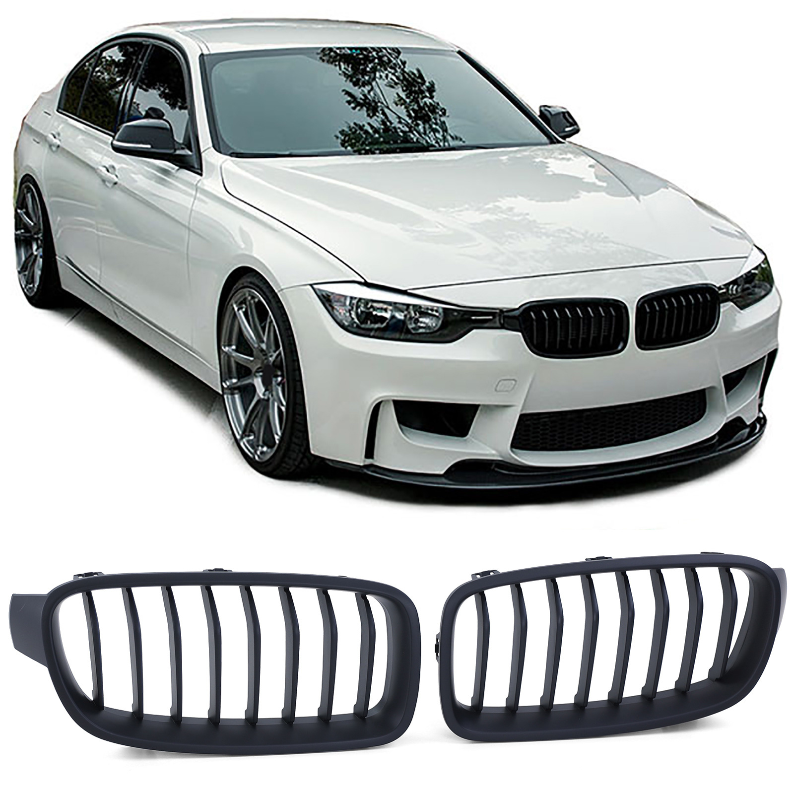Autogrille - BMW 3-serie F30 F31 11-19 - Sportieve prestaties - zwart mat