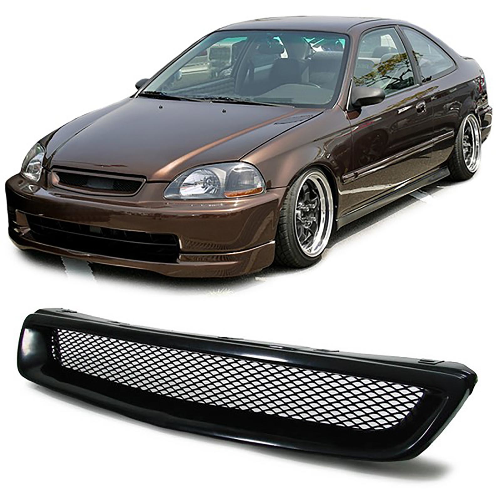 Autogrille - Honda Civic 95-98 EJ EK EM1 - Sport rooster - Zwart inzetstuk