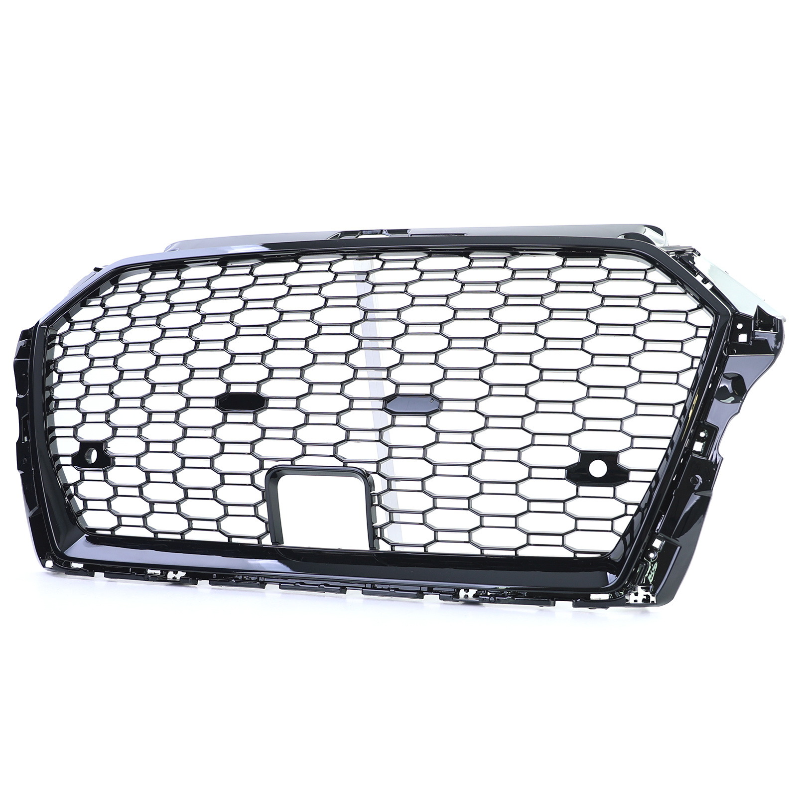 Honingraat grill geschikt voor Audi A3 8V 16-20 - Badgeloos - Zwart glans