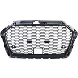 Honingraat grill geschikt voor Audi A3 8V 16-20 - Badgeloos - Zwart glans