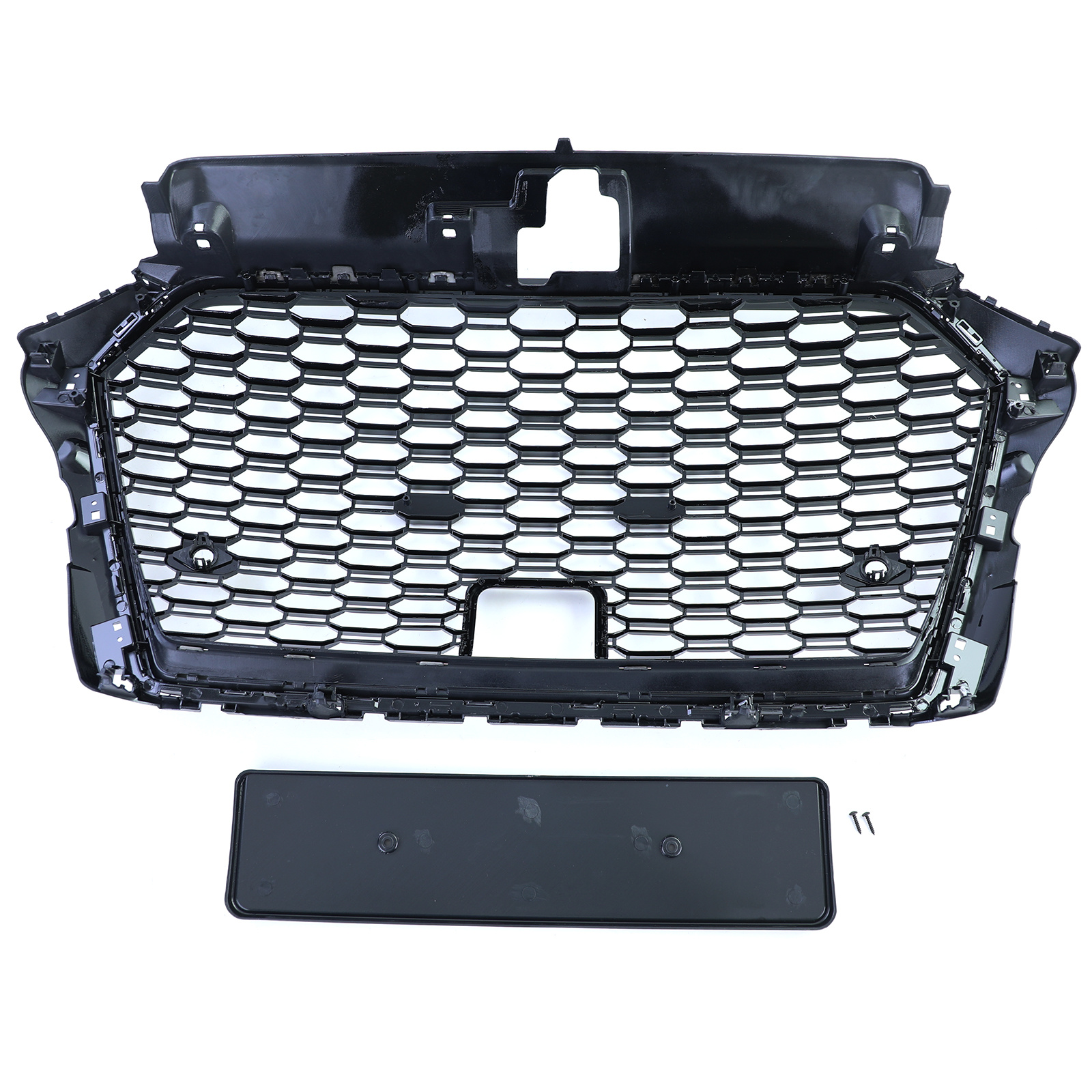 Honingraat grill - Audi A3 8V 16-20 - Badgeloos - Zwart glans