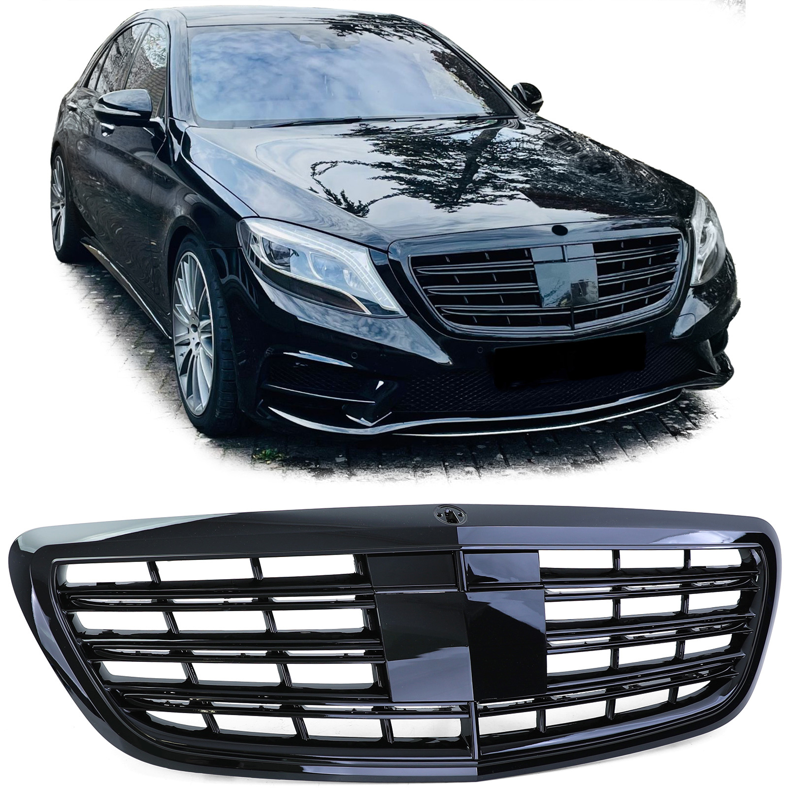 Autogrille - Mercedes S-klasse W222 13-20 - Zwart Glans - Sport Optiek