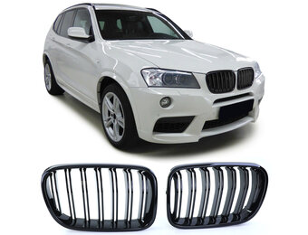 Sportgrille - BMW X3 F25 10-14 - Dubbele stang - Glans zwart