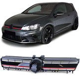 Autogrille - VW Golf 7 12-17 - Zwart Rood R Sport Look - Glanzend Zwart