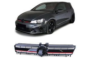 Autogrille - VW Golf 7 12-17 - Zwart Rood R Sport Look - Glanzend Zwart
