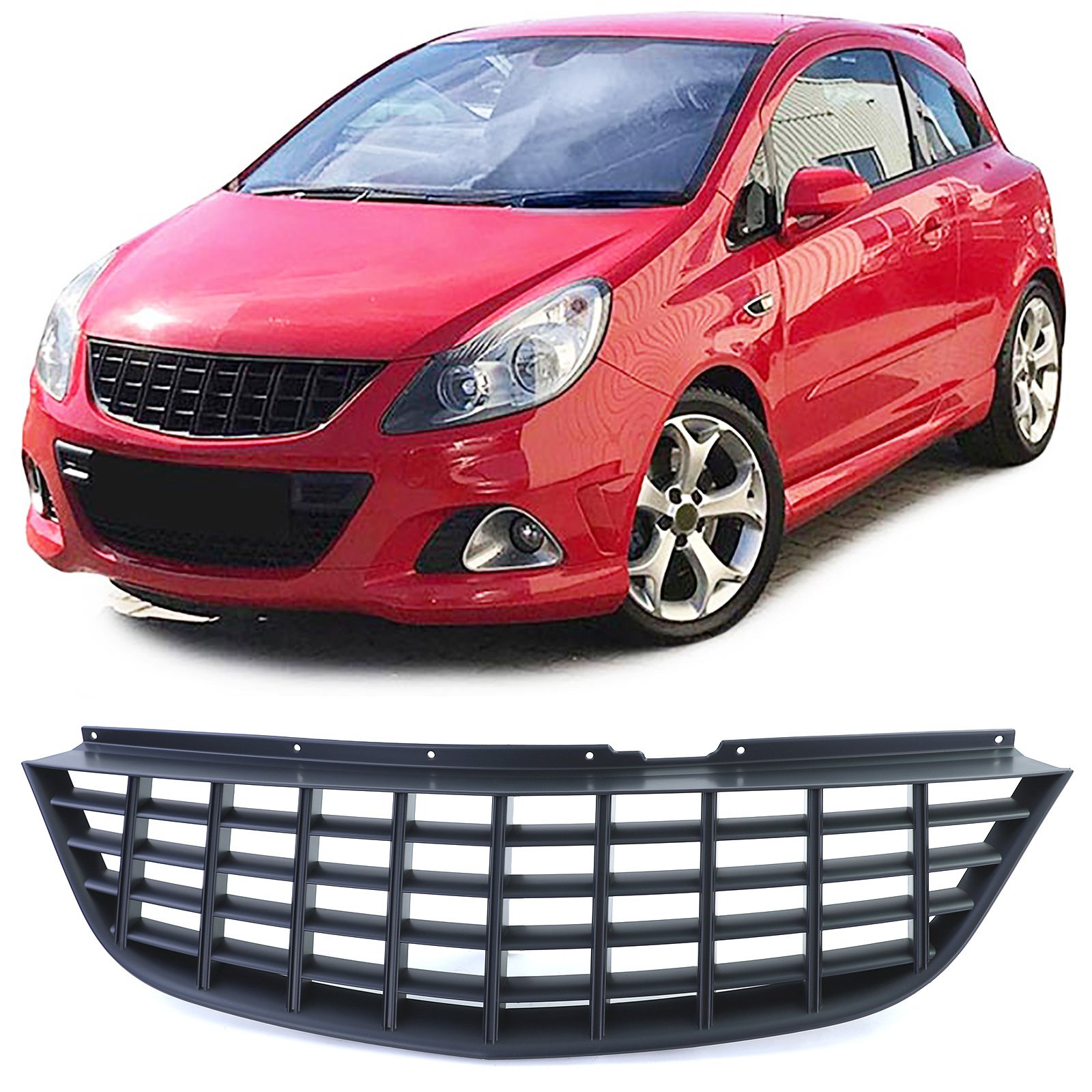Autogrille - Opel Corsa D 06-10 - Zwart - Sportief zonder embleem