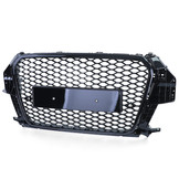 Honingraat grill geschikt voor Audi Q3 8U 11-15 - Badgeloos - Zwart glans.