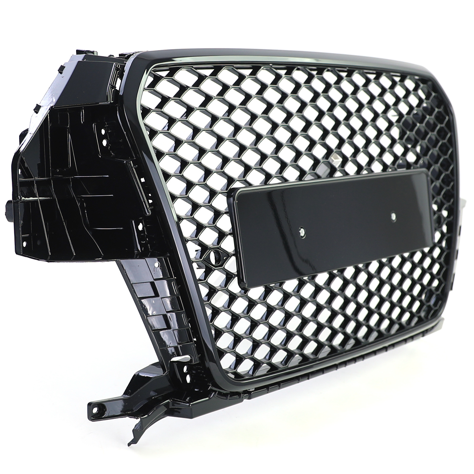 Honingraat grill geschikt voor Audi Q3 8U 11-15 - Badgeloos - Zwart glans.