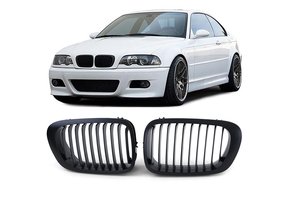 Autogrille - geschikt voor BMW 3 Serie E46 Coupe Cabrio 99-03 - Sport Grille - Performance Zwart Mat