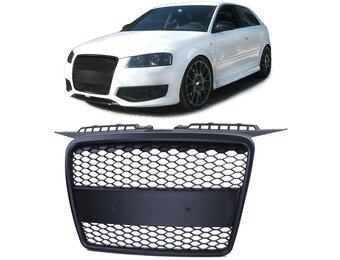 Honingraat grill - Audi A3 8P 05-08 - Badgeless - Mat zwart