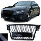 Honingraat Grill - Audi A4 B8 8K 07-11 - Badgeloos - Zwart Glans