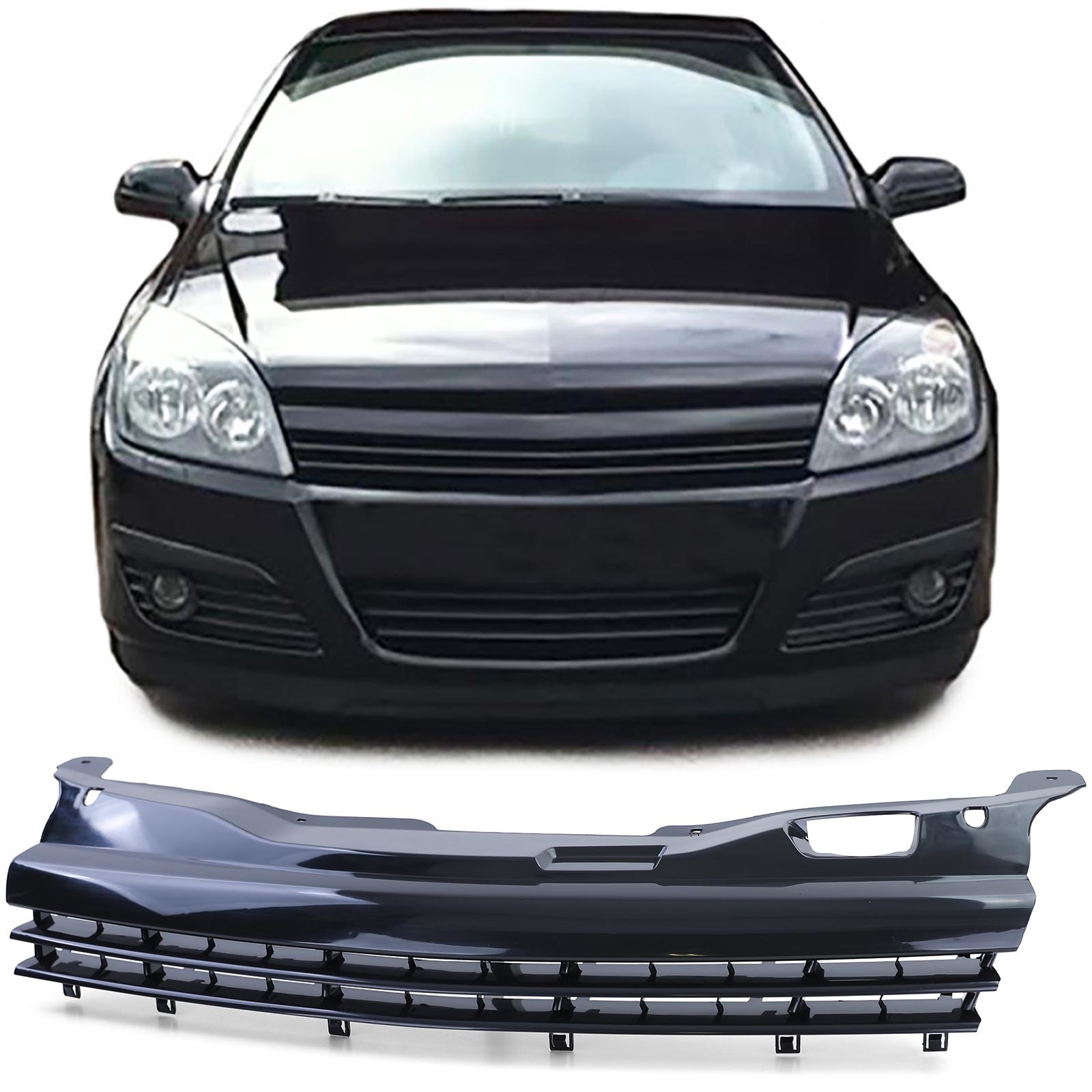 Autogrille geschikt voor Opel Astra H 04-06 - Sportieve look - Zwart