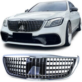 Autogrille geschikt voor Mercedes S-klasse W222 - Badgeloos - Chroom