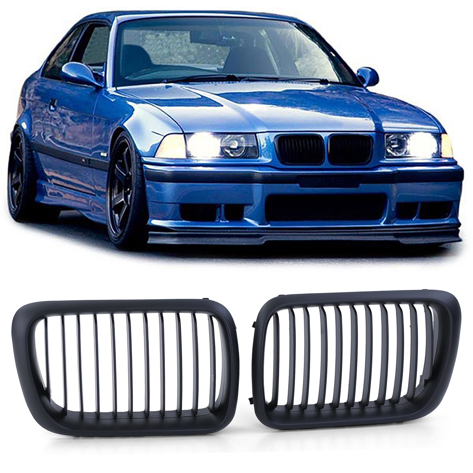 Autogrille - BMW 3 Serie E36 96-99 - Sportief rooster - Performance zwart mat