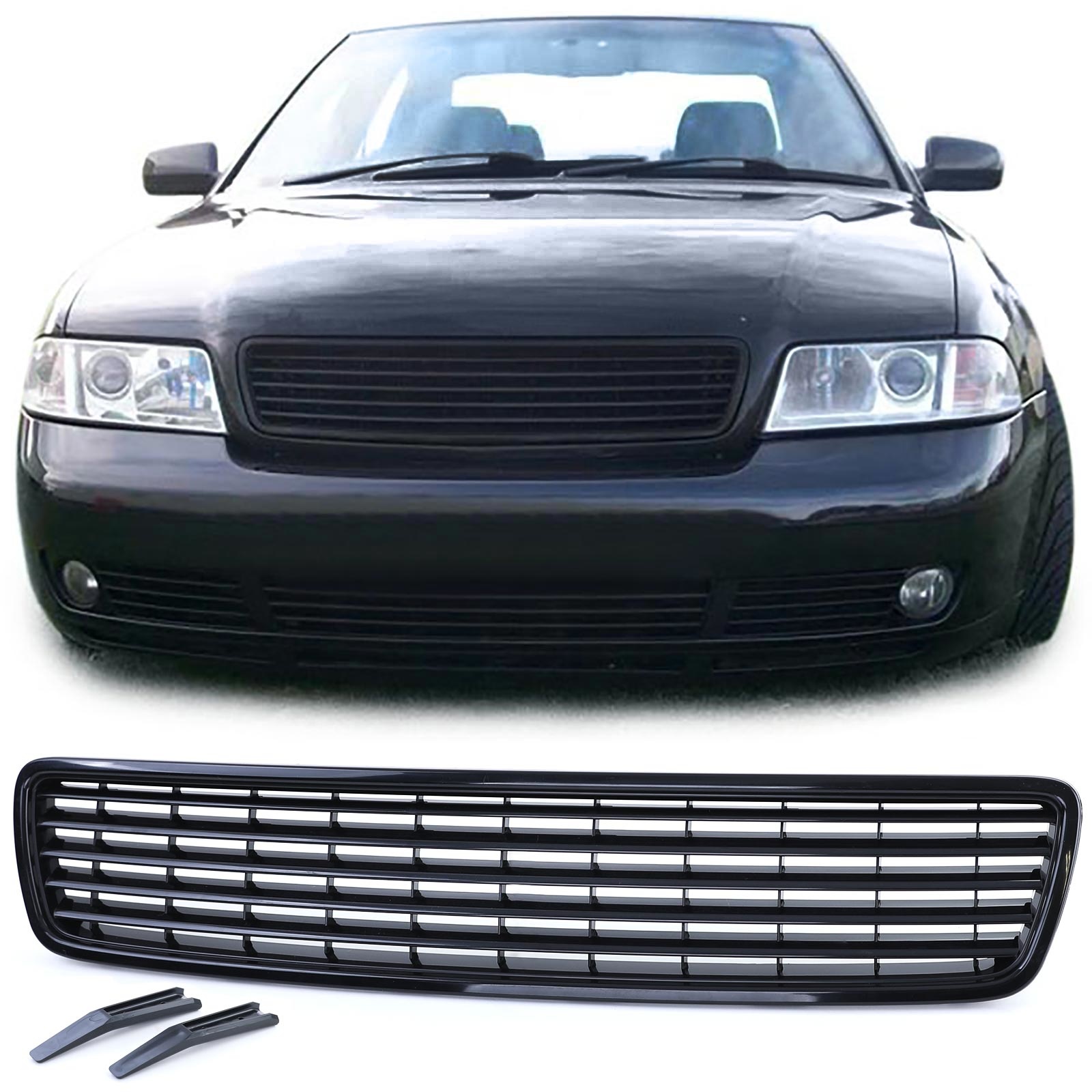 Autogrille - Audi A4 B5 94-00 - Badgeloos - Zwart