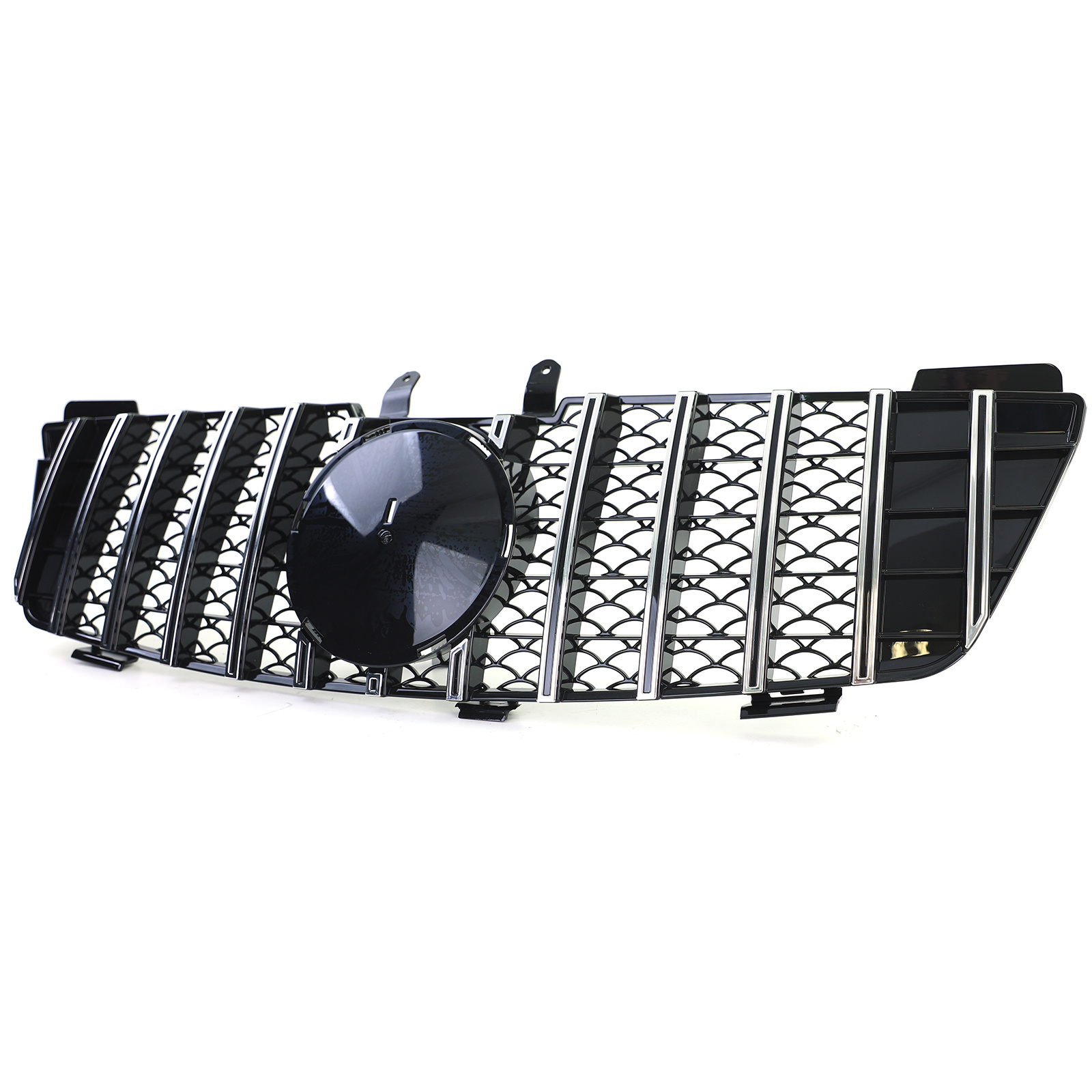Autogrille - Mercedes M Klasse ML W164 05-08 - Sportieve Look - Glans Zwart/Chroom