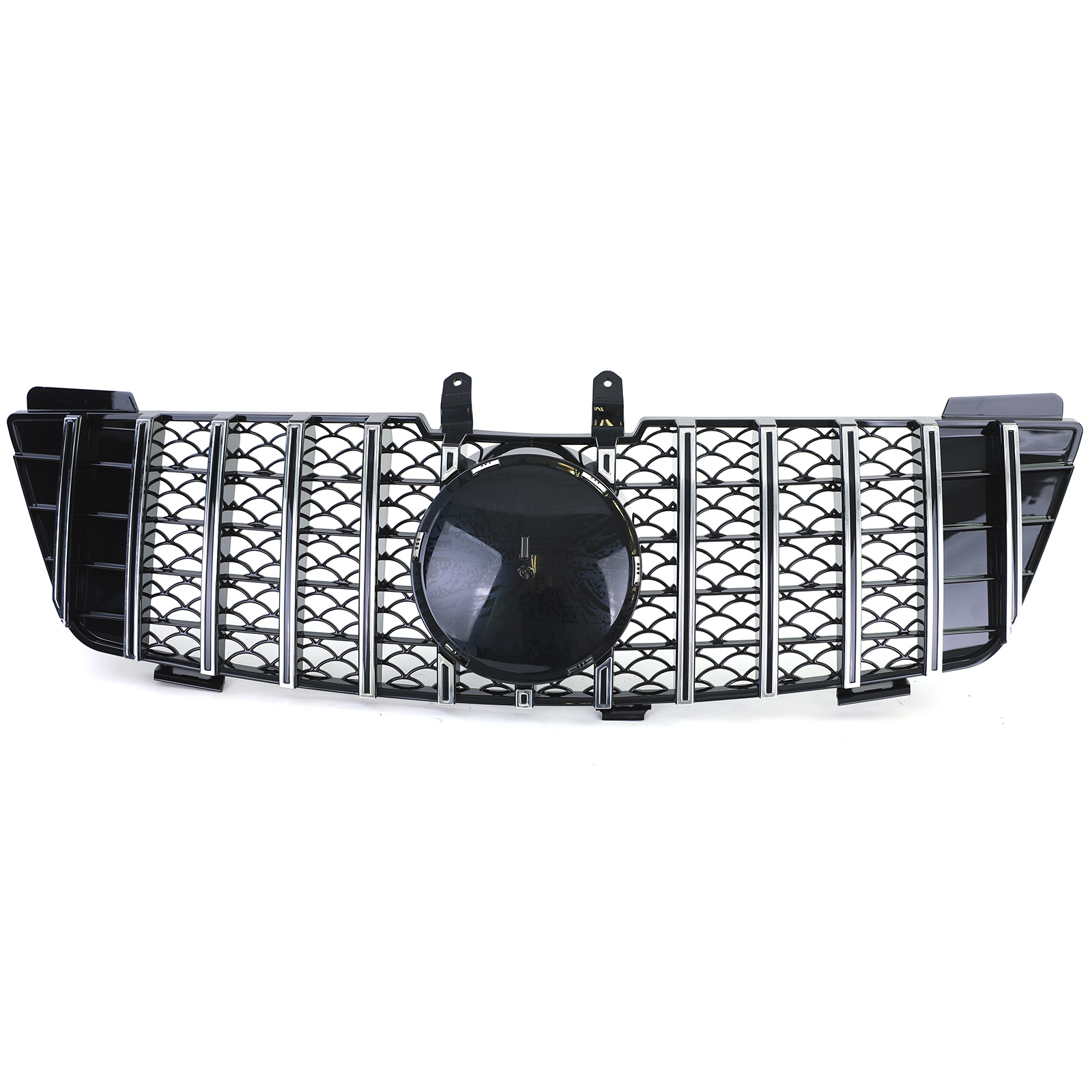 Autogrille geschikt voor Mercedes M Klasse ML W164 05-08 - Sportieve Look - Glans Zwart/Chroom