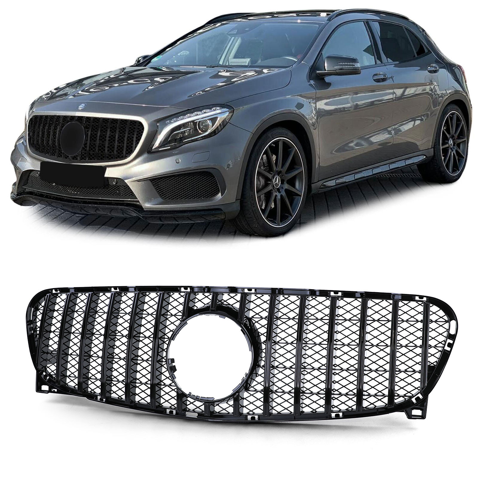 Autogrille - Mercedes GLA X156 13-16 - Glanzend zwart - Sport optiek