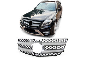 Autogrille geschikt voor Mercedes GLK X204 12-15 - Sport Optiek - Zwart Zilver Chroom