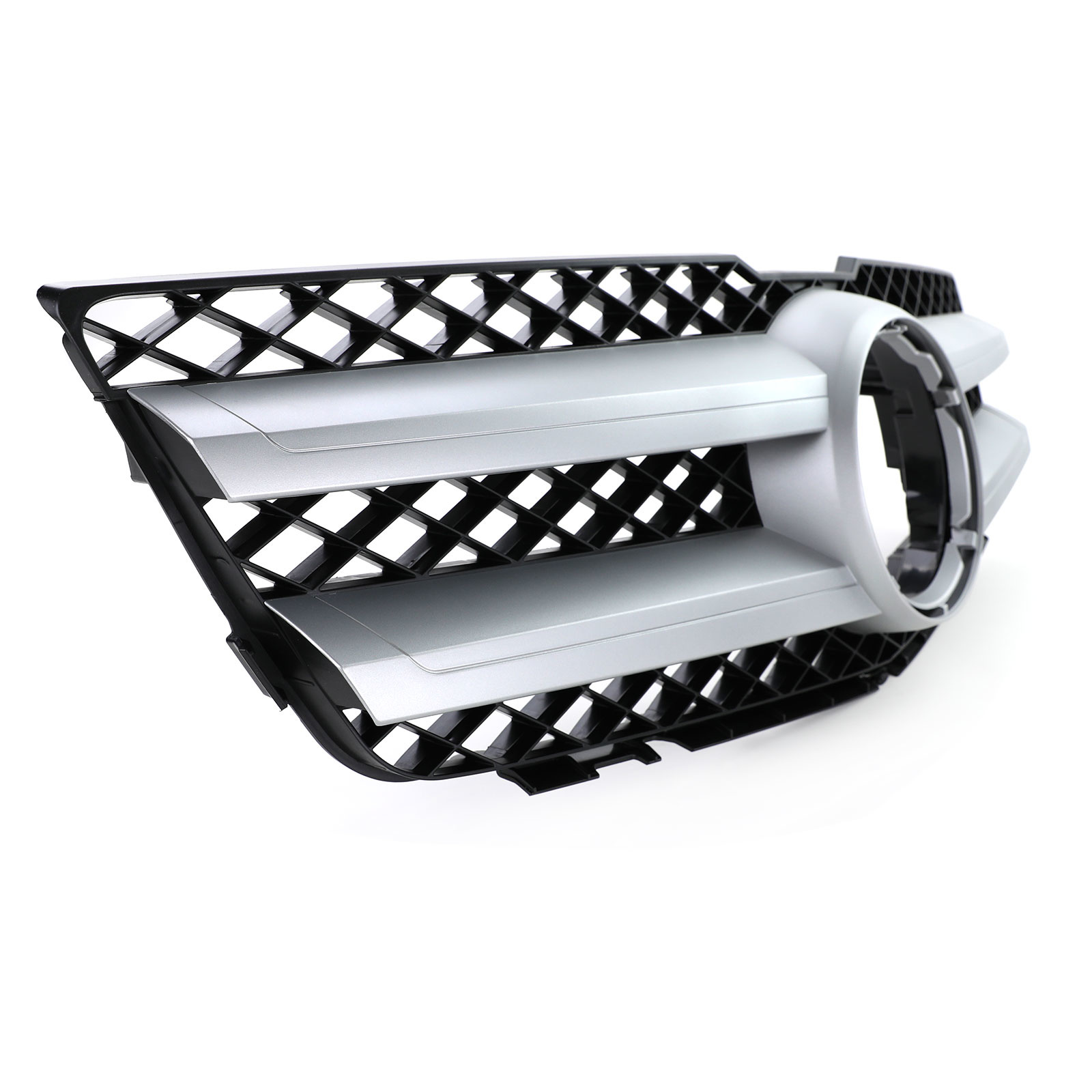 Sport radiateurrooster - geschikt voor Mercedes GLK X204 pre-facelift 08-12 - Zwart zilver - Chromen strips.