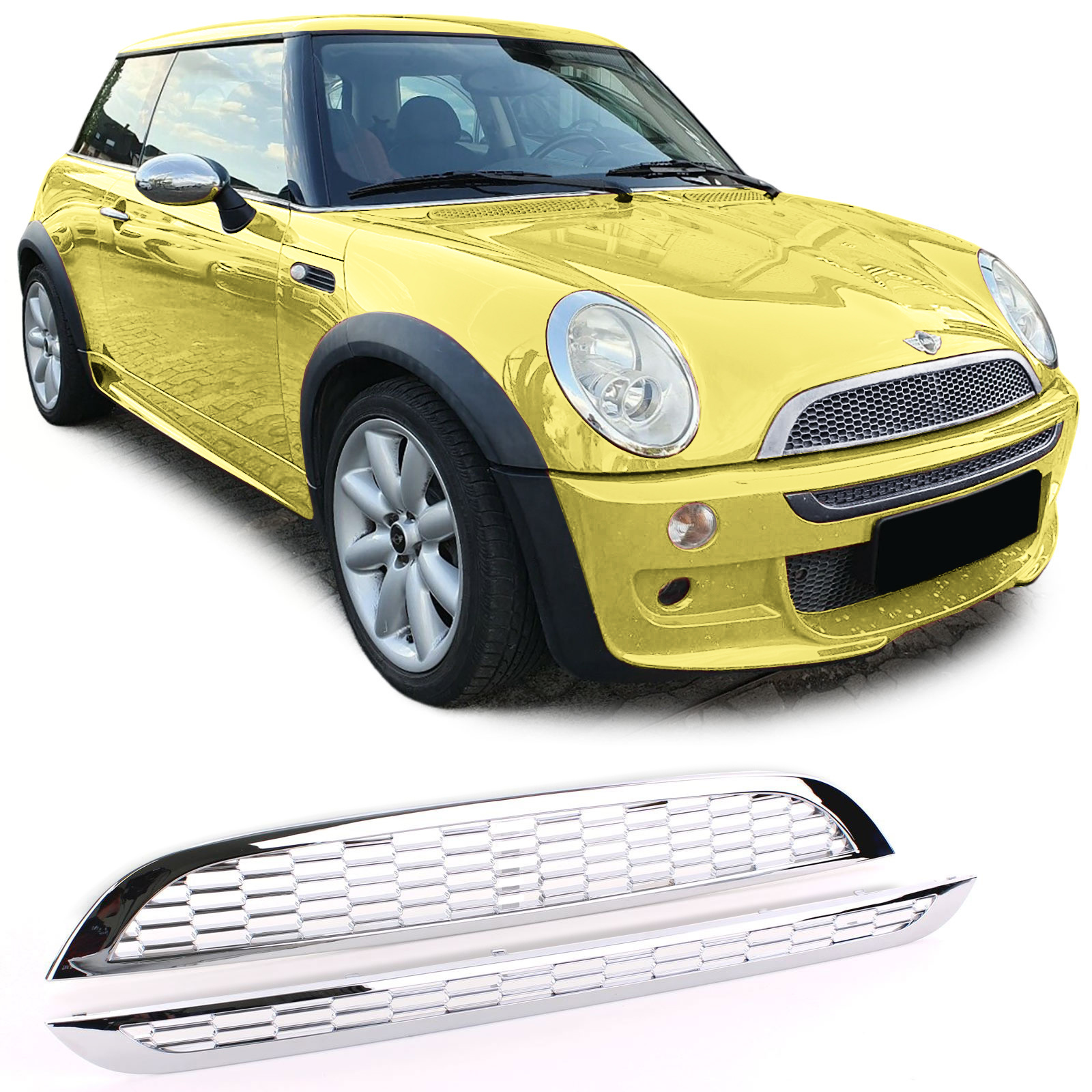 Autogrille - Mini R50 R53 Cooper 01-06 - Chroom - Honingraatdesign