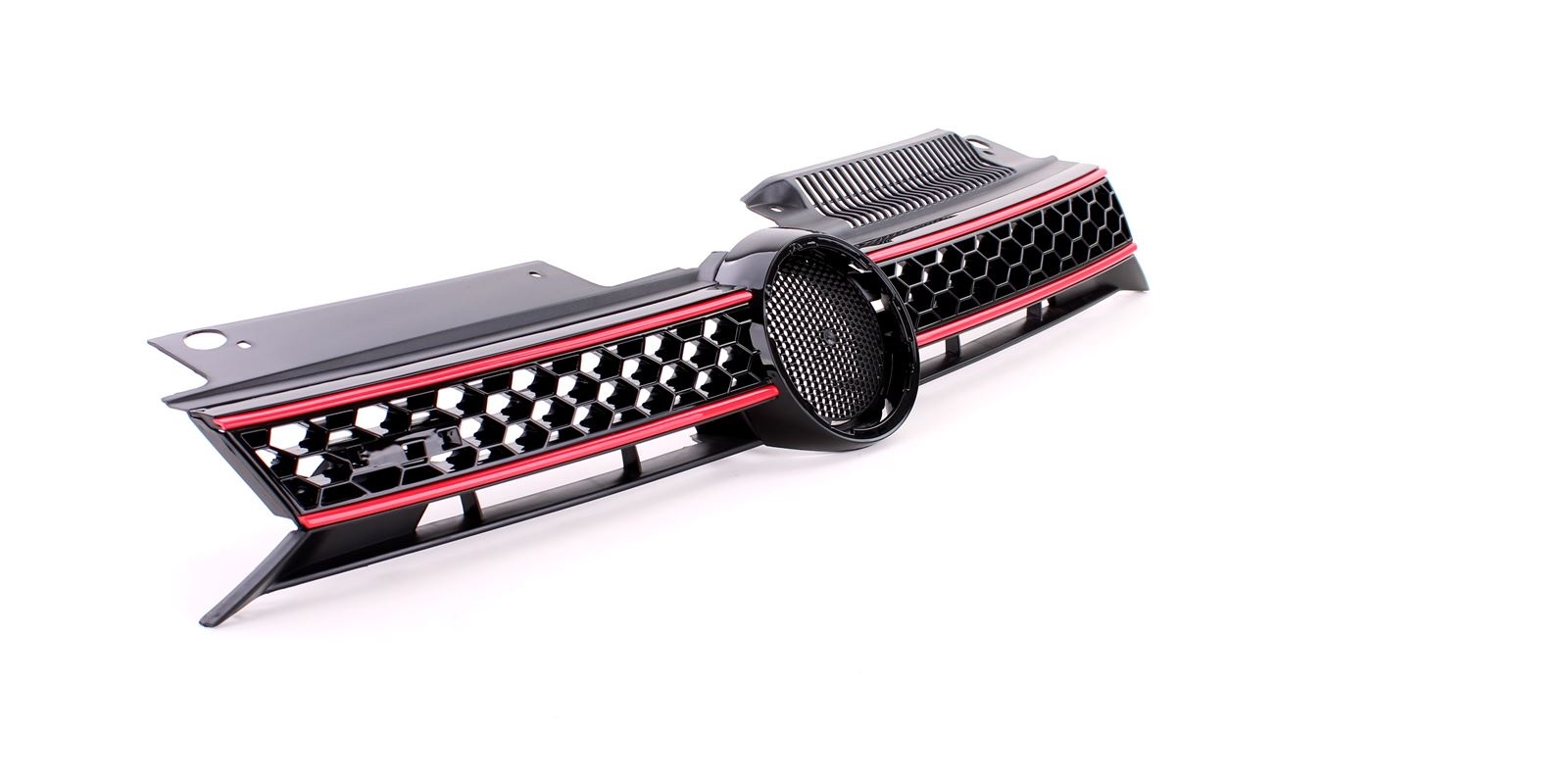 Honingraat grill - VW Golf 6 GTI 08-13 - Sportief rooster - Zwart/rood